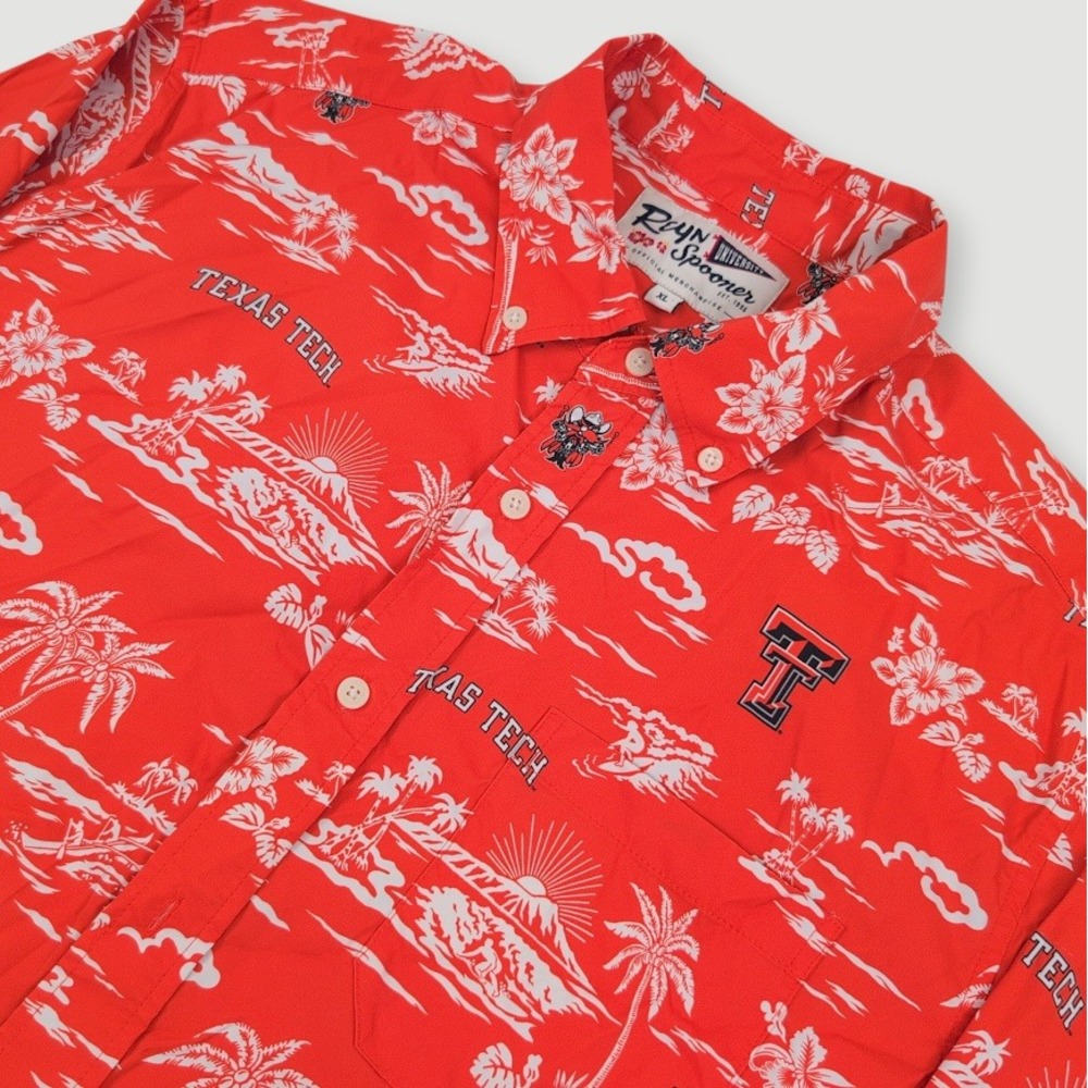 Reyn Spooner Texas Tech Red Raiders Kekai Hawaiian Shirt Mens XL Red NCAA
